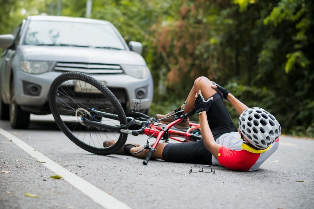 Current image: Bicyclist hit by a car